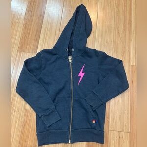Kids Aviator Nation Navy Zip Up with Pink Lightning